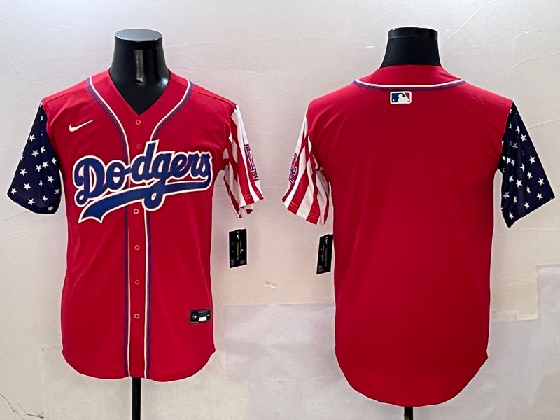 Men Los Angeles Dodgers Blank Red a generation of national flags Joint name 2025 Nike MLB Jersey style 1->los angeles dodgers->MLB Jersey